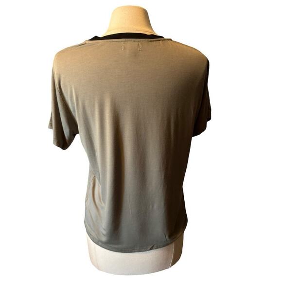 POL NEW Short Sleeve Embroidered Tee Small Olive Green Black Trim T-shirt - Picture 5 of 7